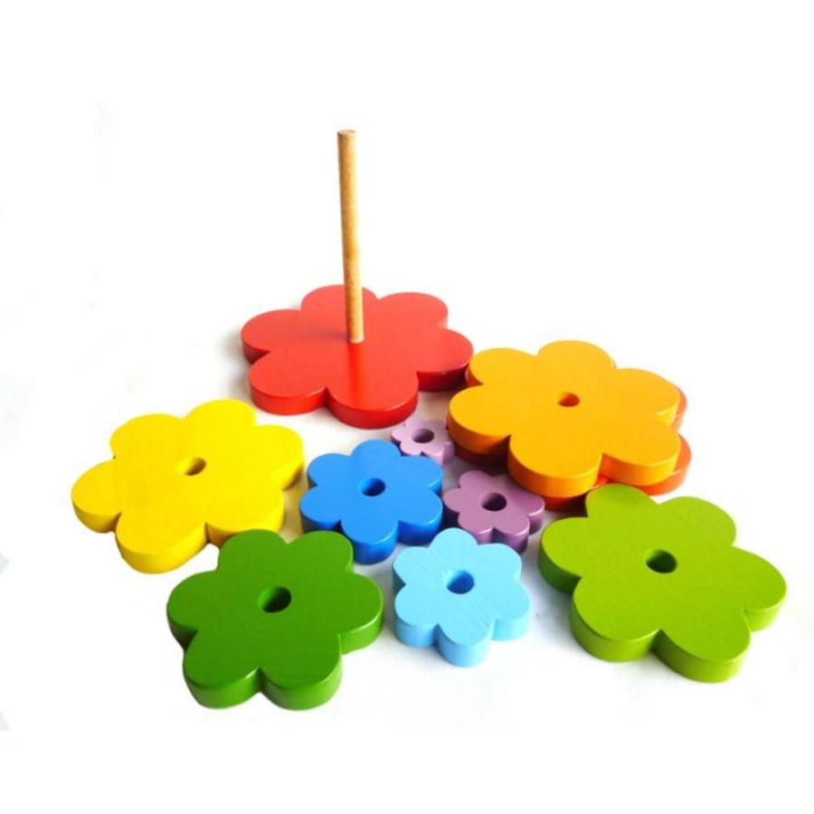 Toys QTOYS | Qtoys - Wooden Rainbow Stacking Flowers