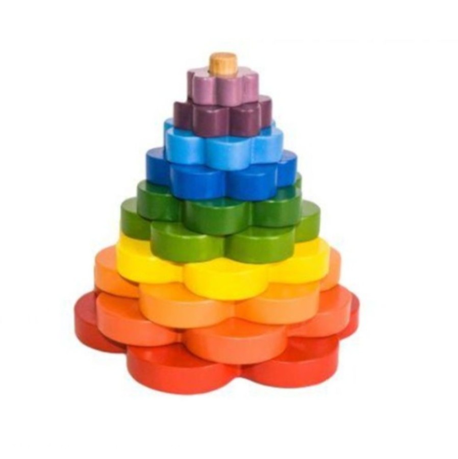 Toys QTOYS | Qtoys - Wooden Rainbow Stacking Flowers