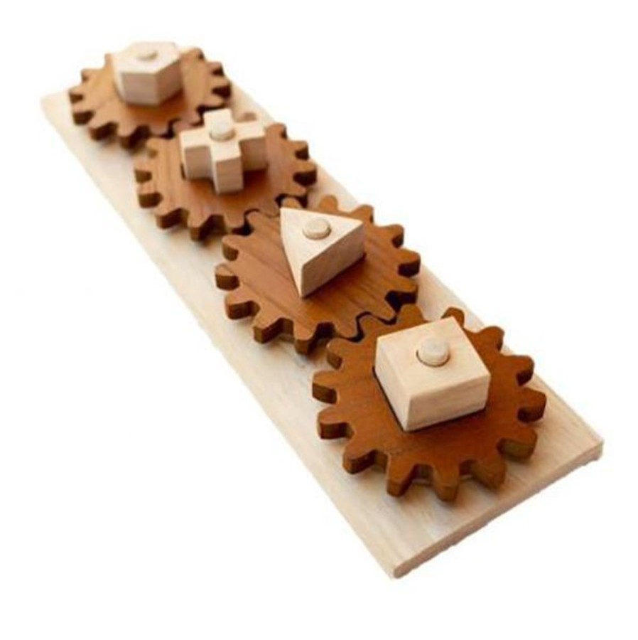 Toys QTOYS | Qtoys - Natural Wooden Gear Shape Puzzle