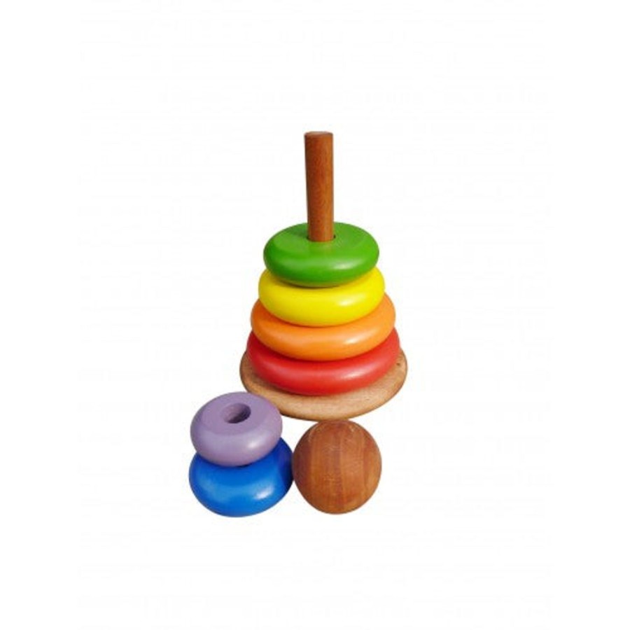 Toys QTOYS | Qtoys - Wooden Rainbow Stacking Rings