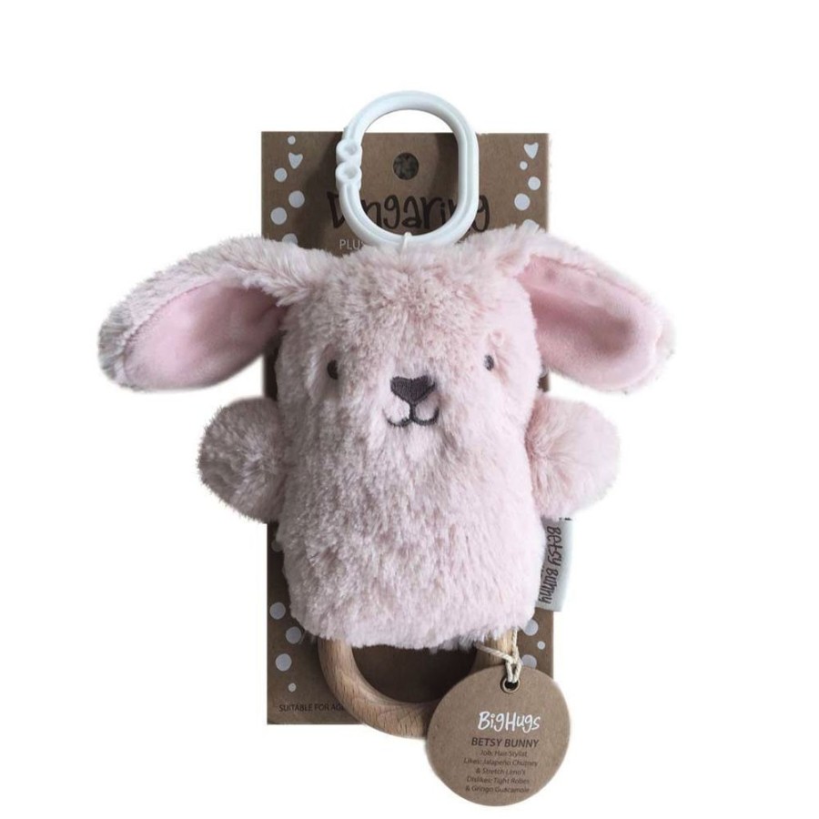 Toys OB Designs | Ob Designs - Dingaring Teething Rattle - Betsy Bunny Pink