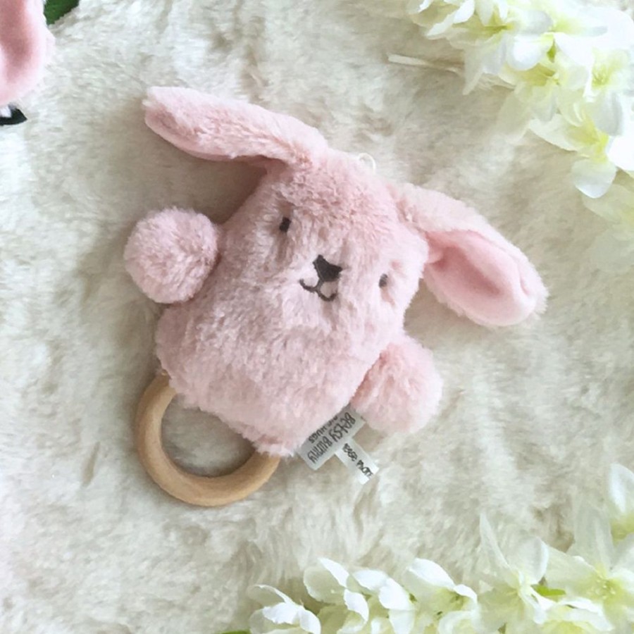 Toys OB Designs | Ob Designs - Dingaring Teething Rattle - Betsy Bunny Pink