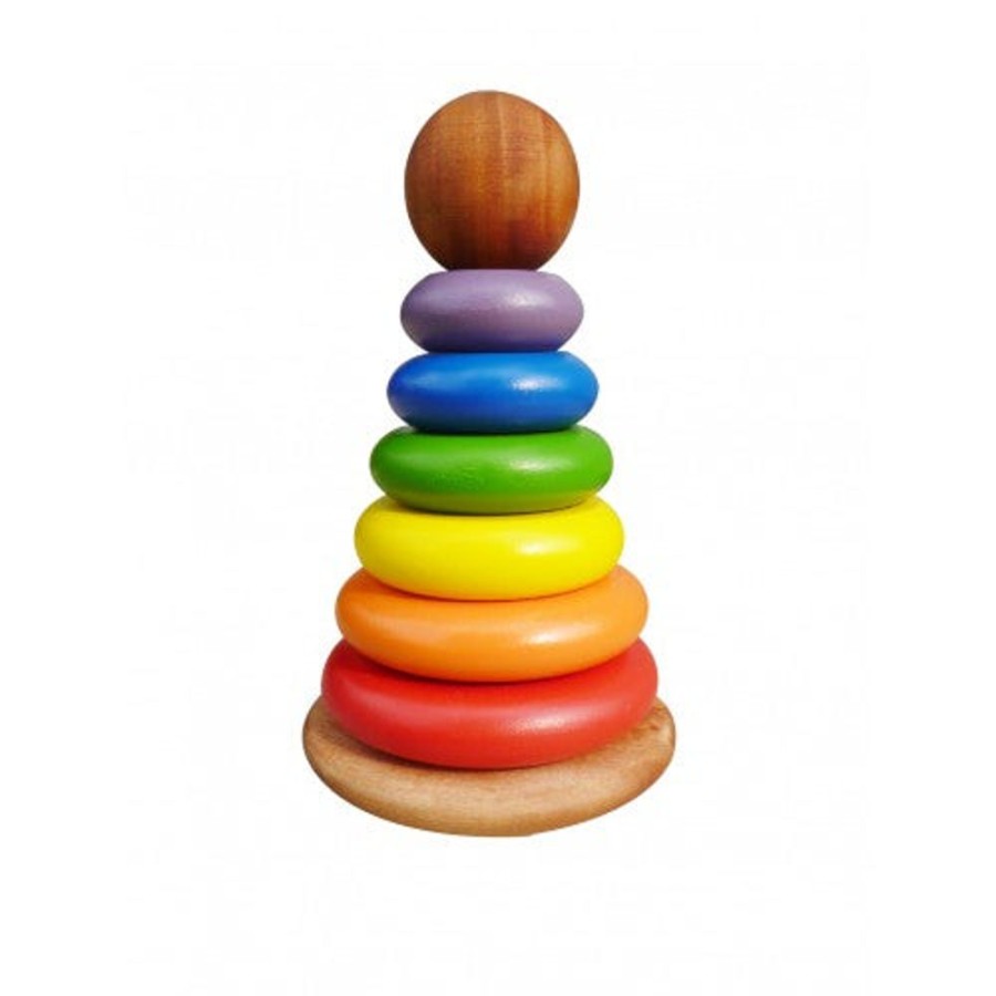 Toys QTOYS | Qtoys - Wooden Rainbow Stacking Rings