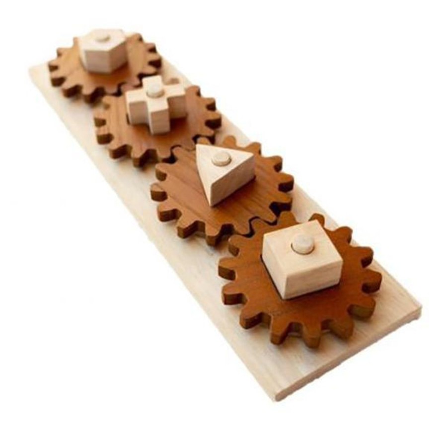 Toys QTOYS | Qtoys - Natural Wooden Gear Shape Puzzle