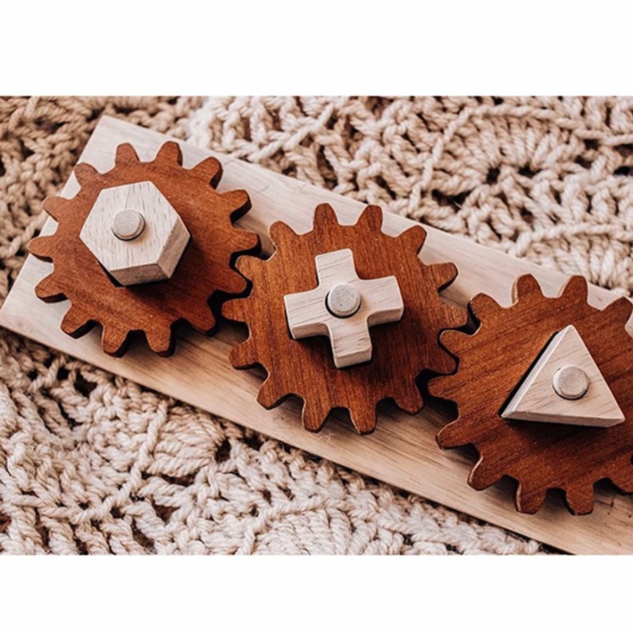 Toys QTOYS | Qtoys - Natural Wooden Gear Shape Puzzle