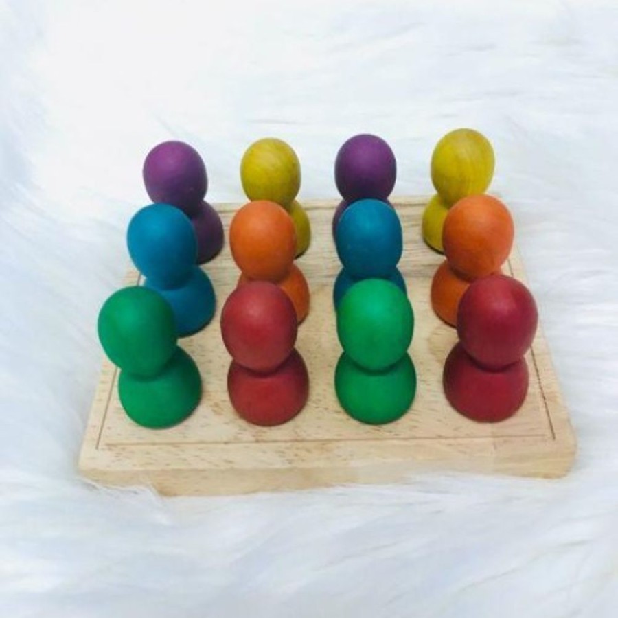 Toys QTOYS | Qtoys - Mini Rainbow People On Wooden Tray