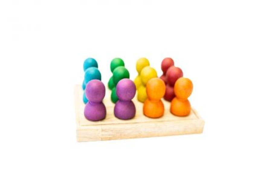 Toys QTOYS | Qtoys - Mini Rainbow People On Wooden Tray