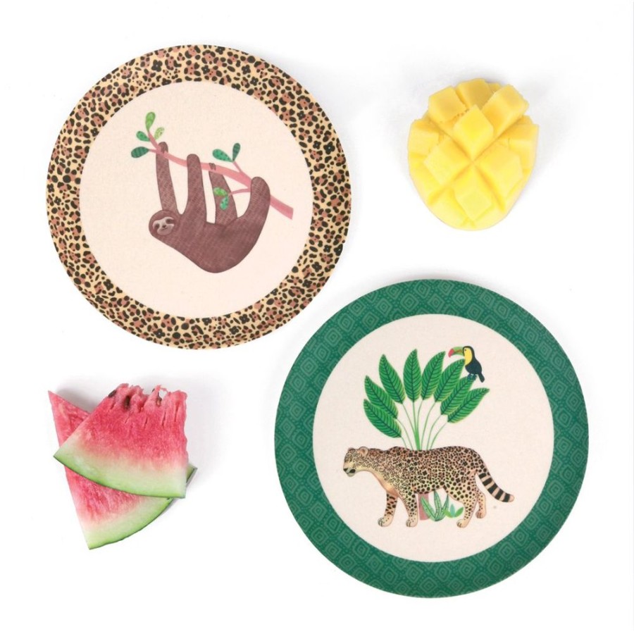 Feed Love Mae | Love Mae - Bamboo 4Pk Plates Sloth & Jaguar