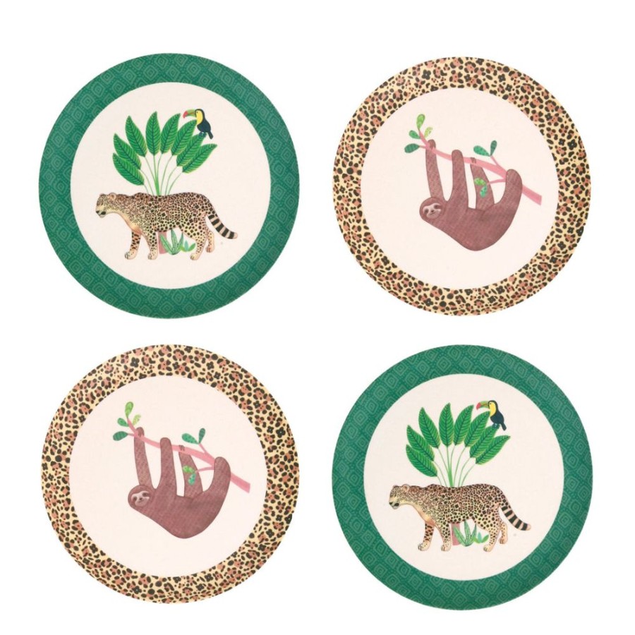 Feed Love Mae | Love Mae - Bamboo 4Pk Plates Sloth & Jaguar