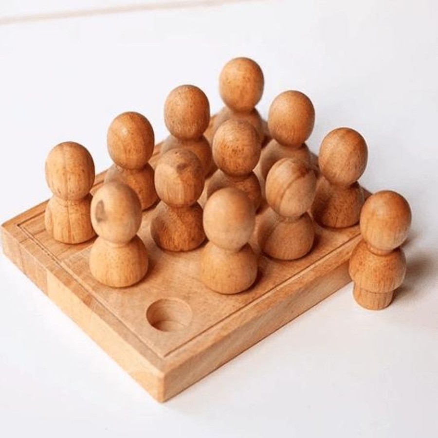 Toys QTOYS | Qtoys - Large Natural Wooden People In A Tray