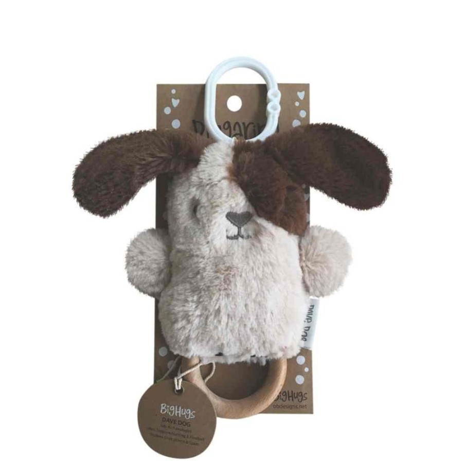 Toys OB Designs | Ob Designs - Dingaring Teething Rattle - Dave Dog Beige