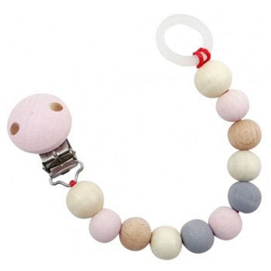 Dummies Axis Toys | Hess Spielzeug - Pacifier Chain - Natural Pink