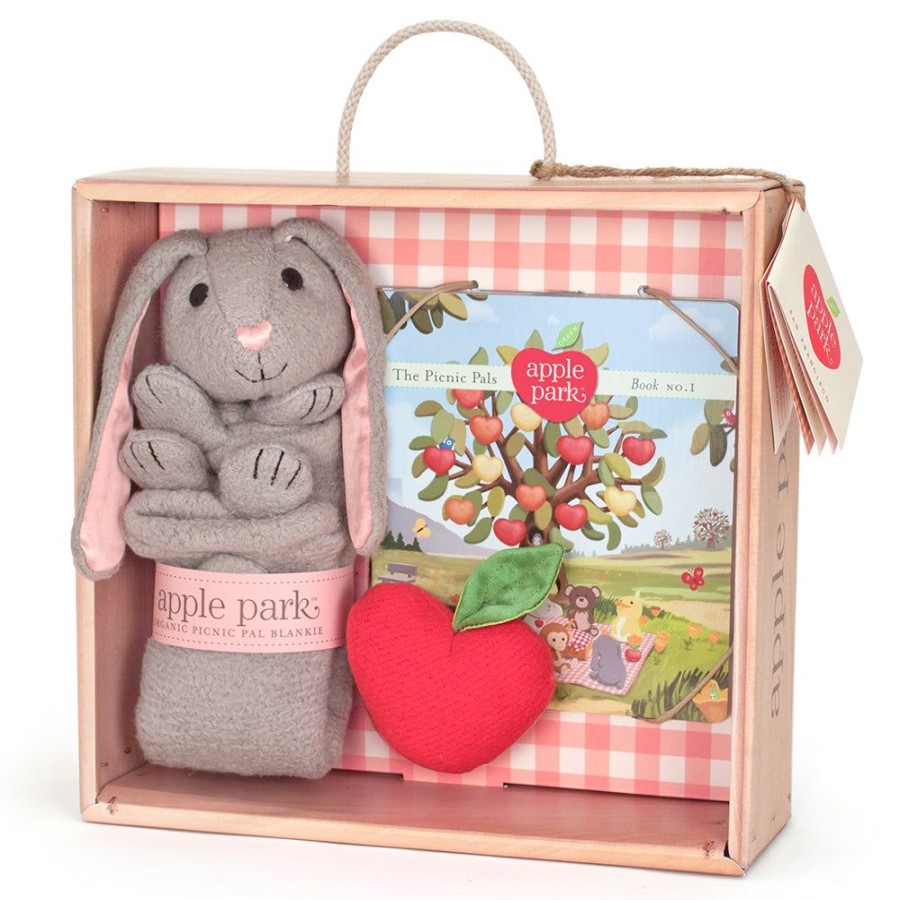 Gift Artiwood | Apple Park - Blankie, Book And Rattle Gift Crate - Bunny