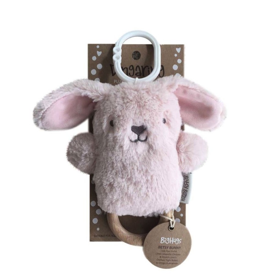 Toys OB Designs | Ob Designs - Dingaring Teething Rattle - Betsy Bunny Pink