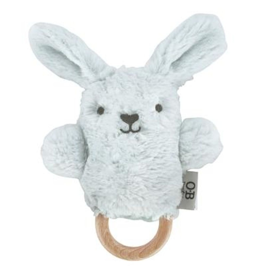 Toys OB Designs | Ob Designs - Dingaring Teething Rattle - Baxter Bunny Light Blue