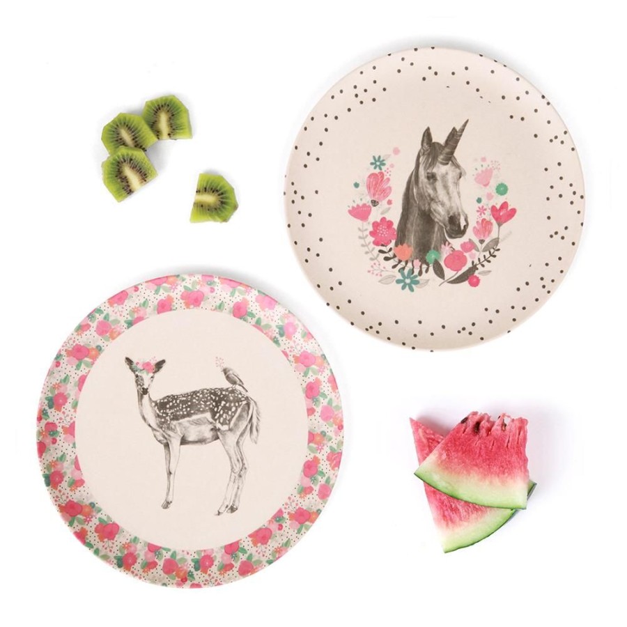 Feed Love Mae | Love Mae - Bamboo 4Pk Plates Unicorn & Deer