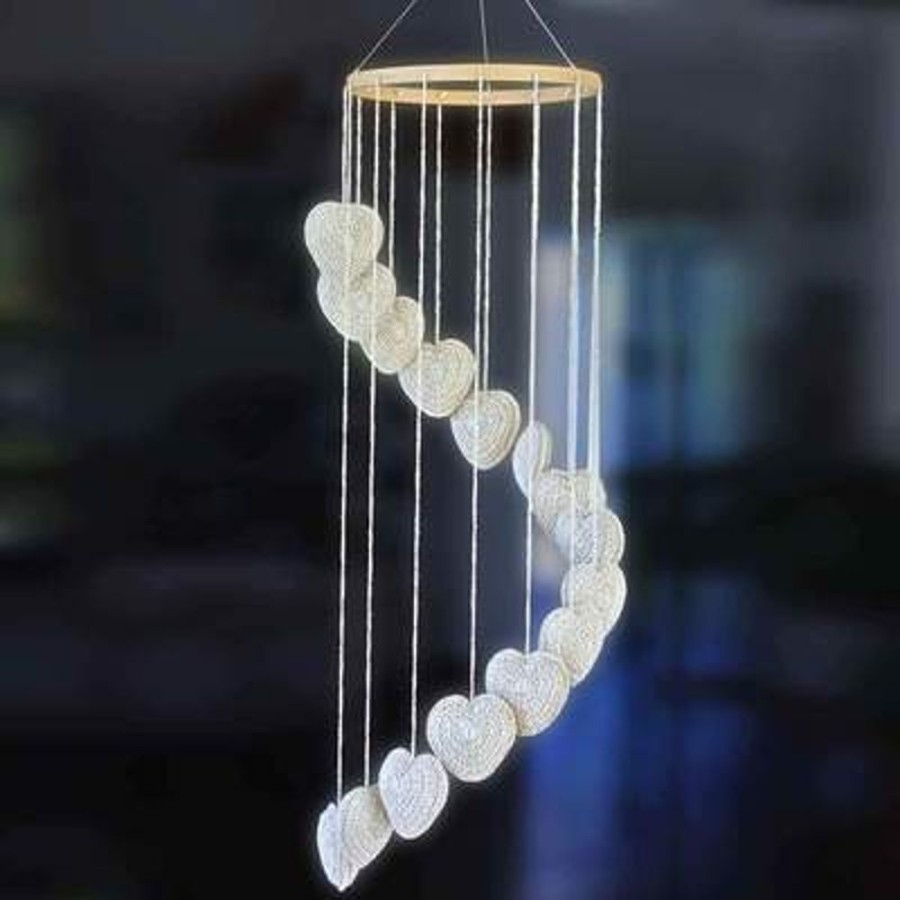 Decor OB Designs | Ob Designs - Hand Crochet Baby Mobile In Hearts - Natural Heart Mobile