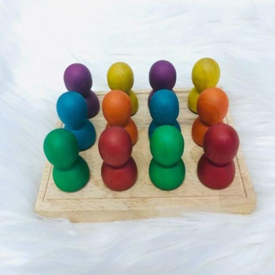 Toys QTOYS | Qtoys - Mini Rainbow People On Wooden Tray