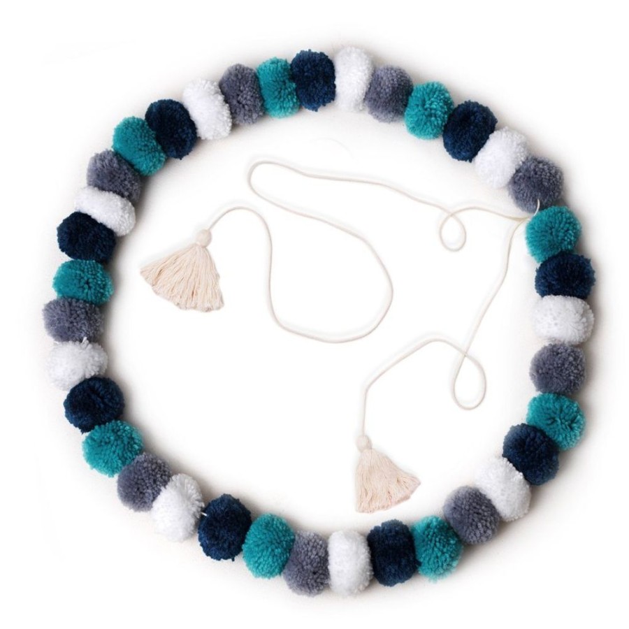 Decor OB Designs | Ob Designs - Handmade Pom Pom Garland - Confetti Blue