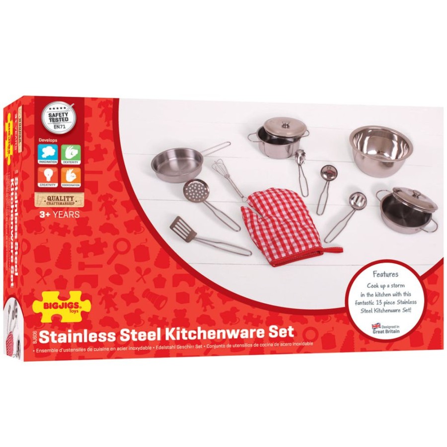 Toys Artiwood | Bigjigs - Stainless Steel Kitchenware Set