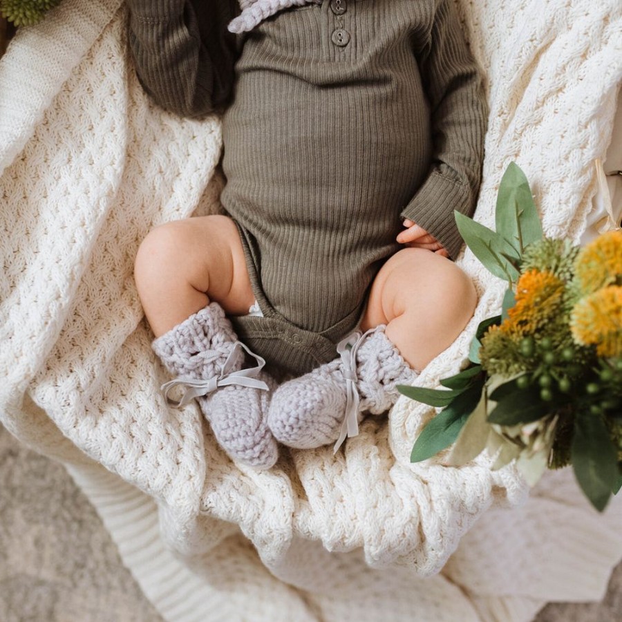 Wear snuggle Hunny Kids | Snuggle Hunny Kids - Grey 100% Mario Wool - Bonnet & Booties