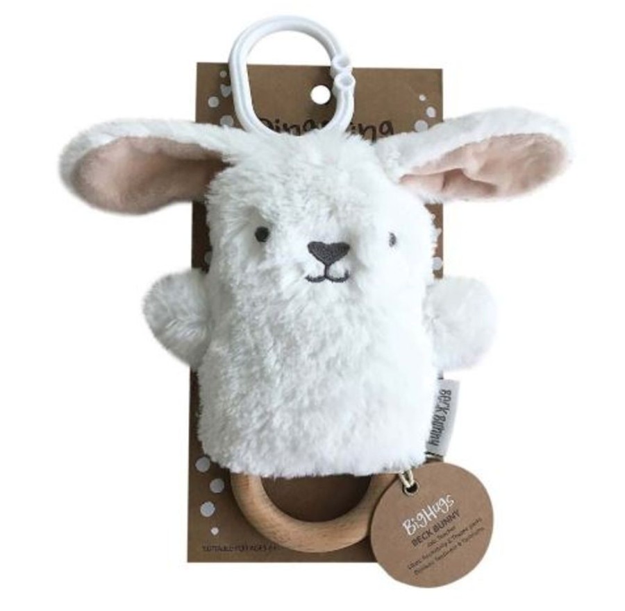 Toys OB Designs | Ob Designs - Dingaring Teething Rattle - Beck Bunny White