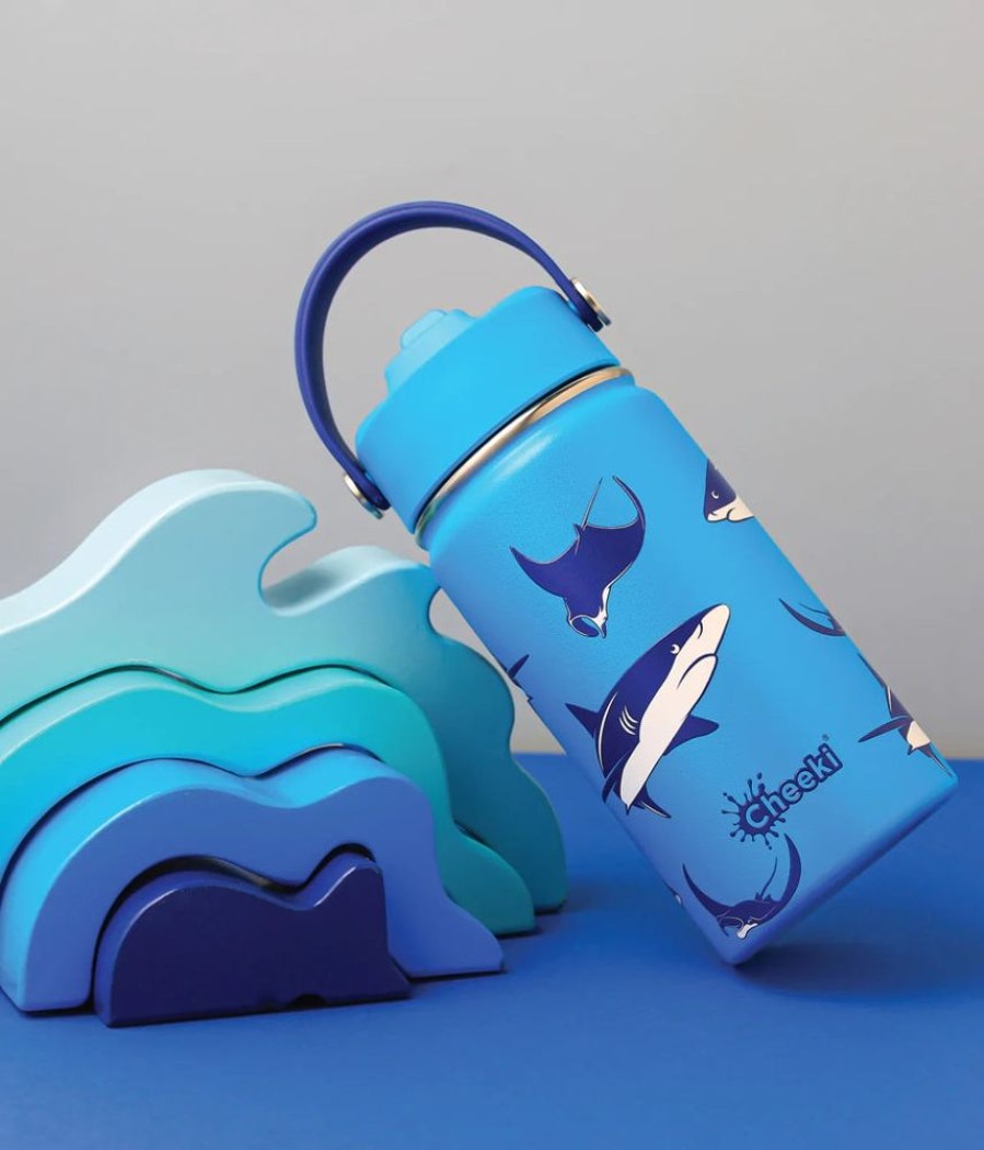 Feed Unique Health Products | Cheeki - Insulated Kids Bottle Shark 400Ml