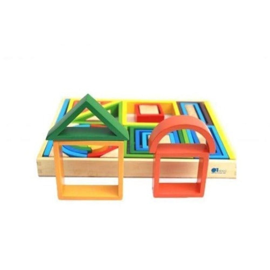 Toys QTOYS | Qtoys - Wooden Rainbow Nesting Blocks