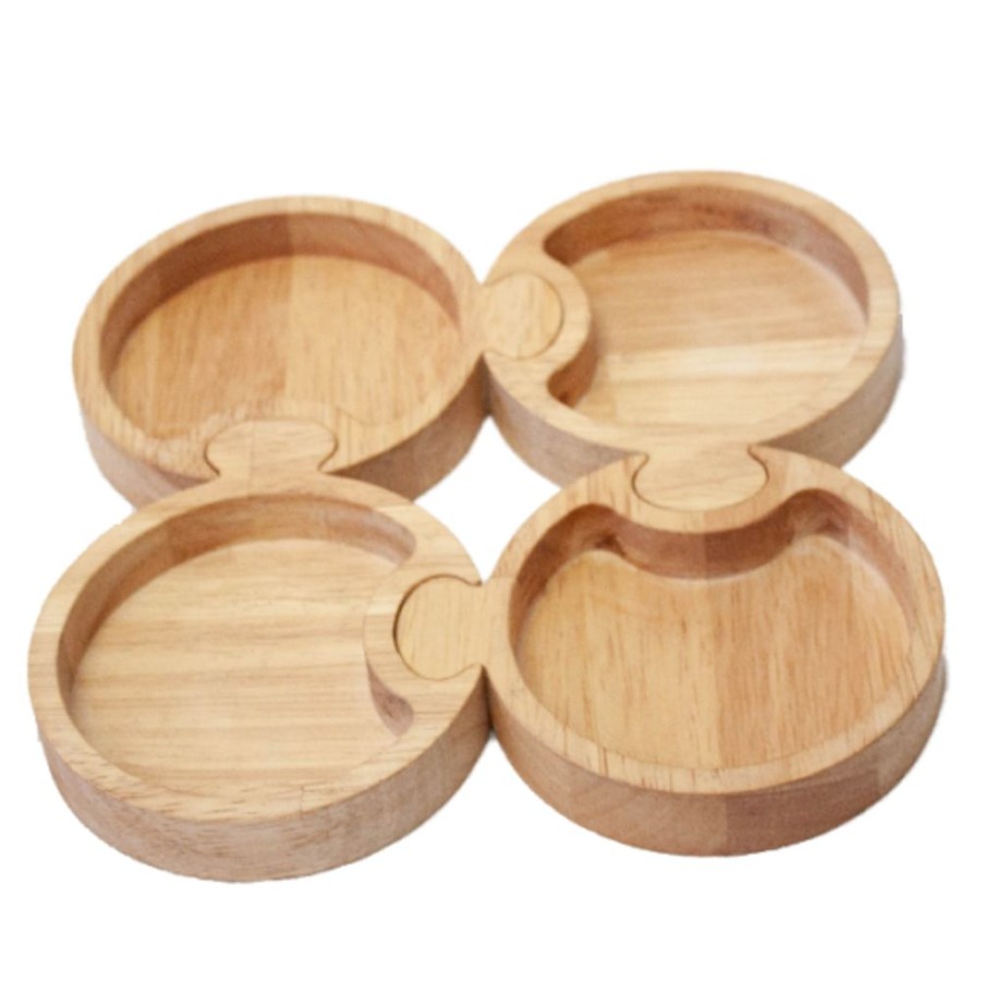 Toys QTOYS | Qtoys - Wooden Round Puzzled Tray