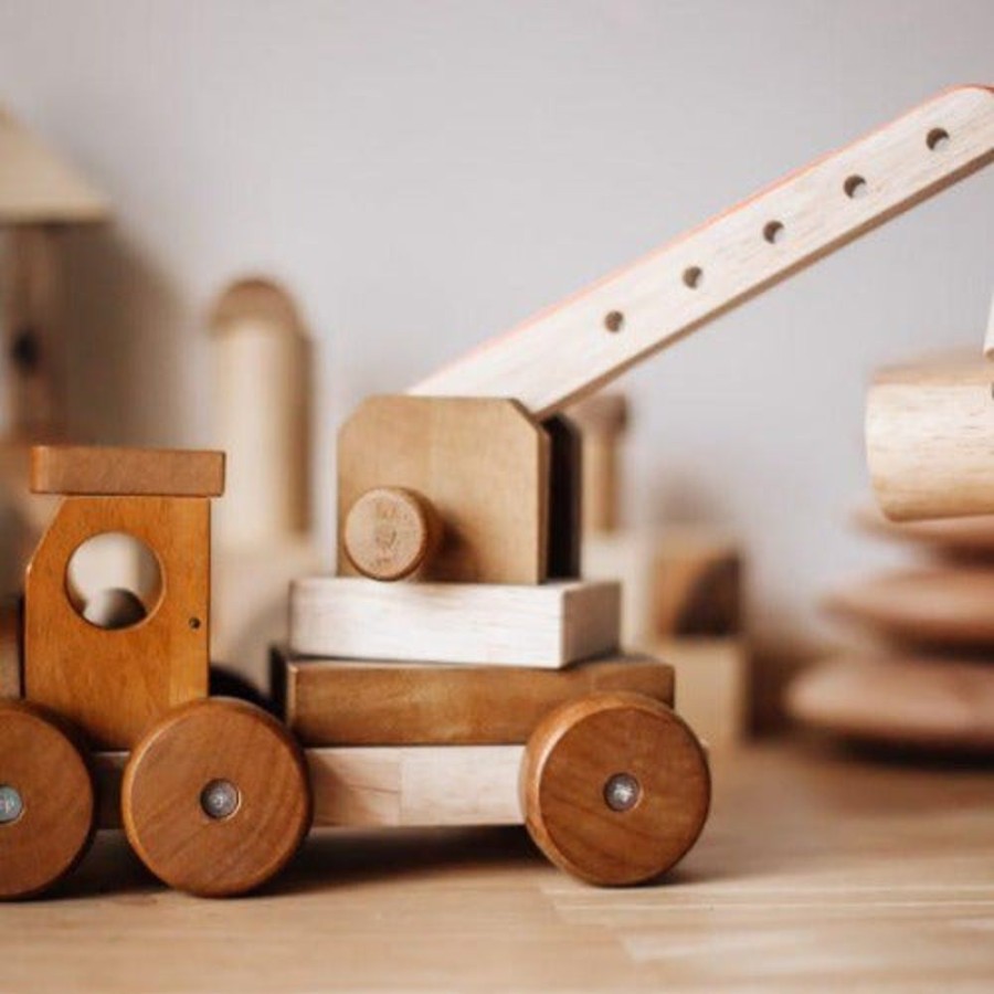 Toys QTOYS | Qtoys - Natural Wooden Crane