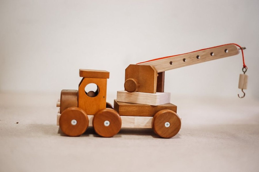 Toys QTOYS | Qtoys - Natural Wooden Crane