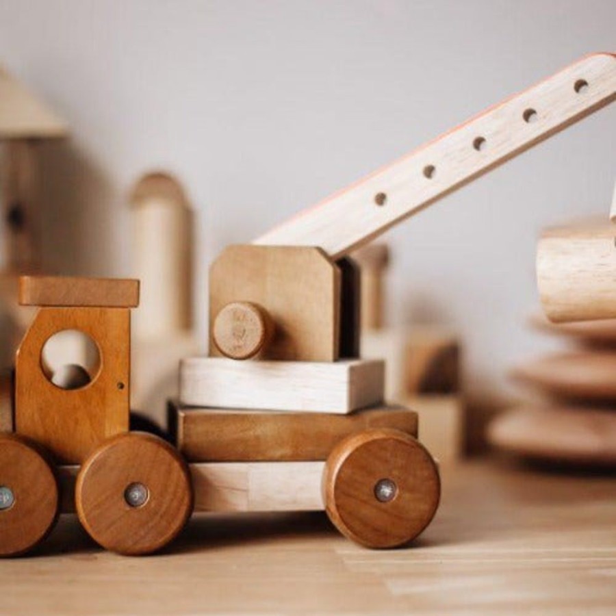 Toys QTOYS | Qtoys - Natural Wooden Crane