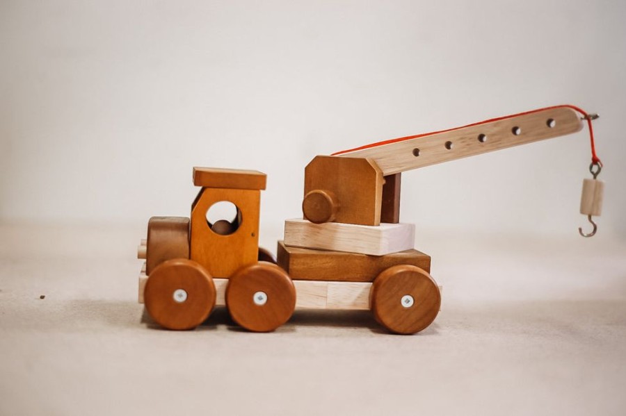 Toys QTOYS | Qtoys - Natural Wooden Crane