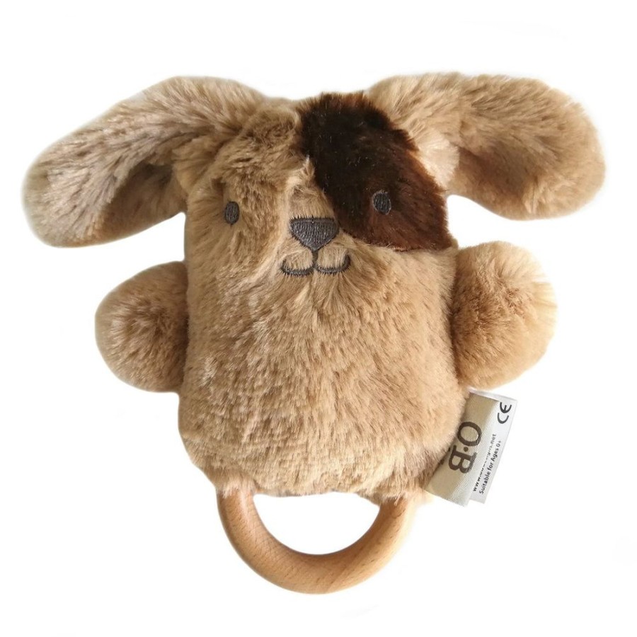 Toys OB Designs | Ob Designs - Dingaring Teething Rattle - Dave Dog Brown