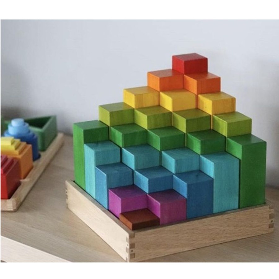 Toys QTOYS | Qtoys - Wooden Rainbow Engineering Blocks