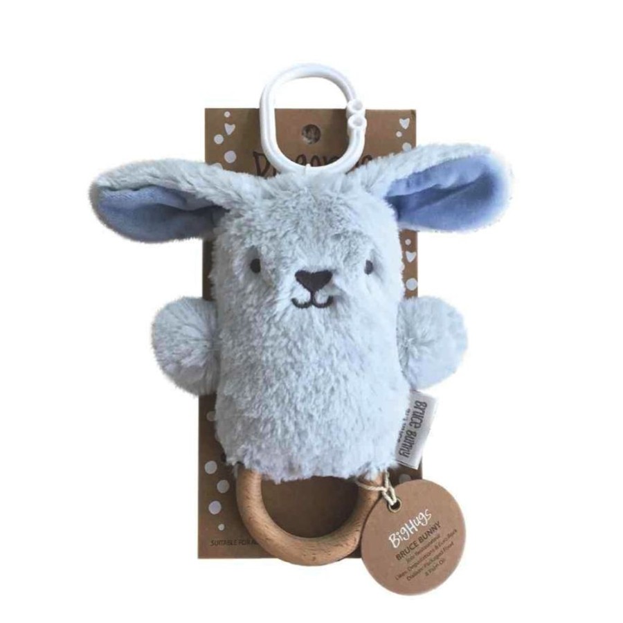 Toys OB Designs | Ob Designs - Dingaring Teething Rattle - Bruce Bunny Blue