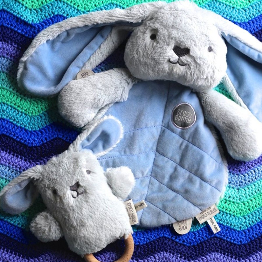 Toys OB Designs | Ob Designs - Dingaring Teething Rattle - Bruce Bunny Blue