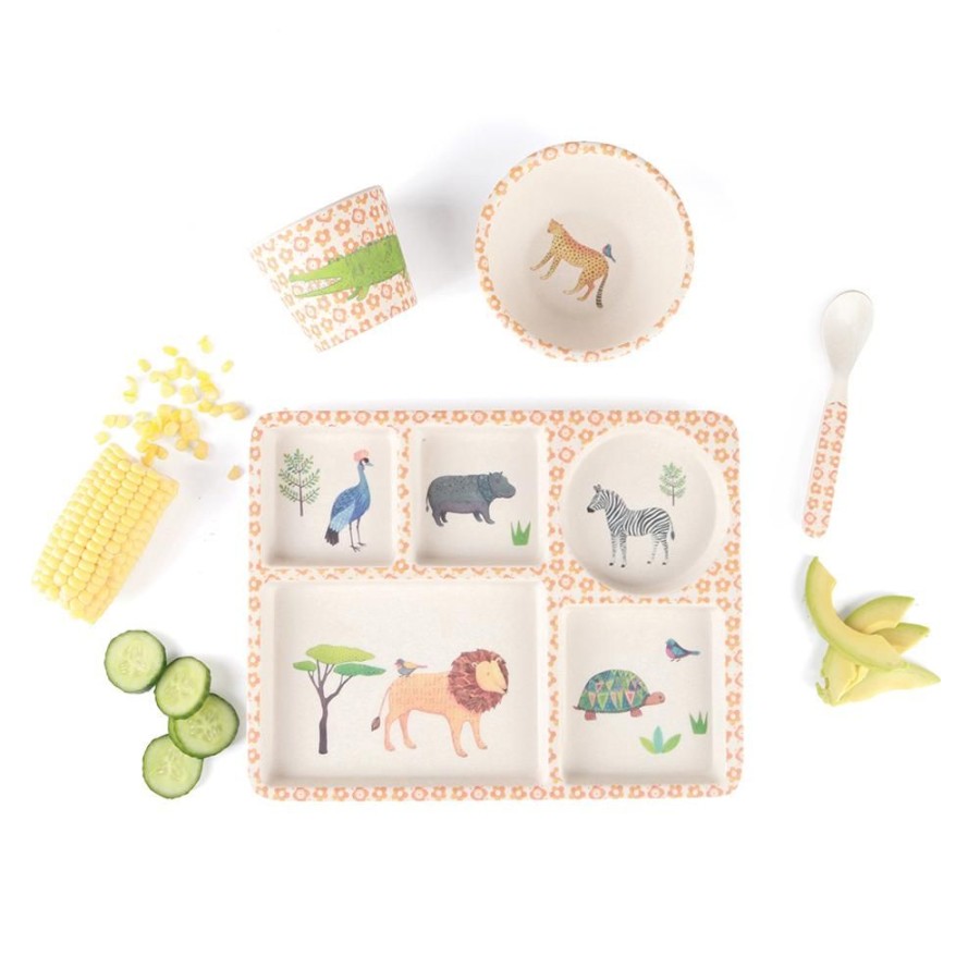 Feed Eco Child | Love Mae - Bamboo Divided Plate Set On Safari