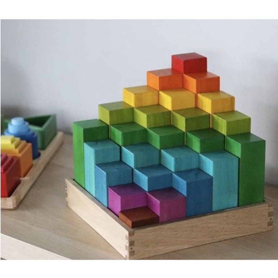 Toys QTOYS | Qtoys - Wooden Rainbow Engineering Blocks