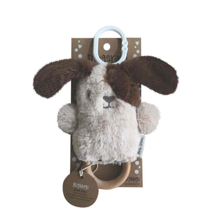 Toys OB Designs | Ob Designs - Dingaring Teething Rattle - Dave Dog Beige