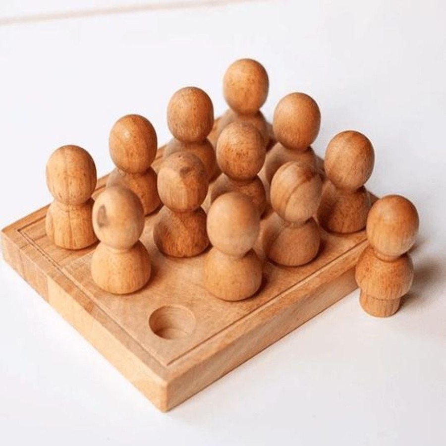 Toys QTOYS | Qtoys - Large Natural Wooden People In A Tray