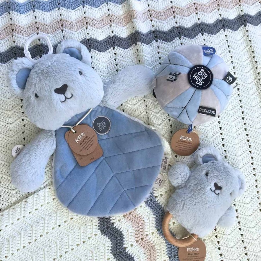 Toys OB Designs | Ob Designs - Dingaring Teething Rattle - Beau Bear Blue