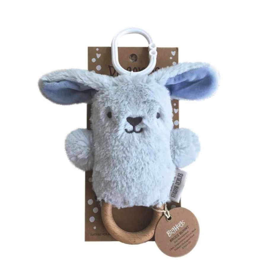 Toys OB Designs | Ob Designs - Dingaring Teething Rattle - Bruce Bunny Blue